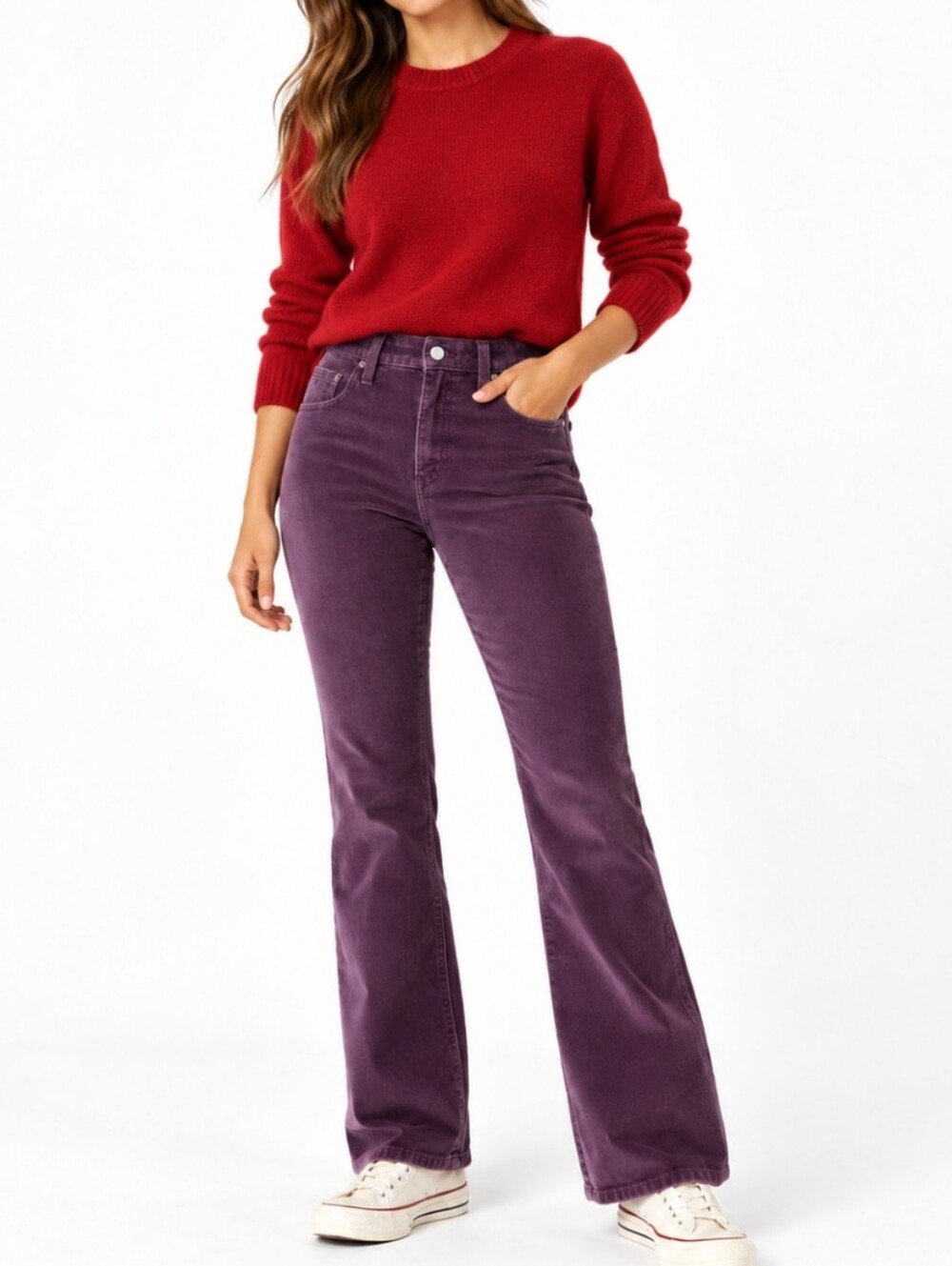 Levi’s 726 Flare Purple Corduroy High Rise Jeans Women’s Size 30 Retro Like Vtg